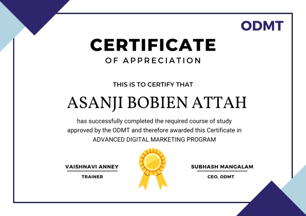 ODMT Certificate - ODMT ODMT Certificates