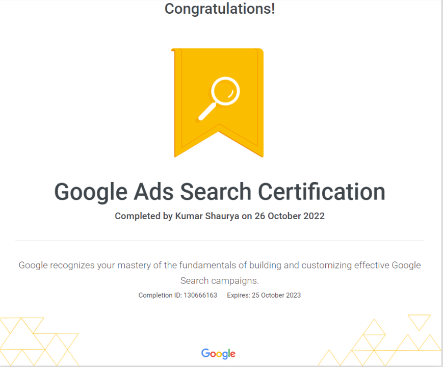 ODMT Google Ads - ODMT ODMT students' certificates
